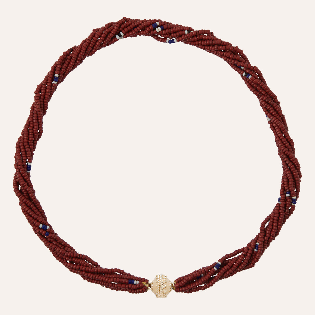Maroon Ivory Coast Glass Multi-Strand Mini Necklace