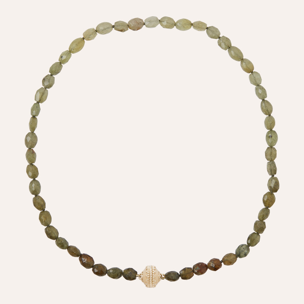 Green Garnet Faceted Dark Ombre Oval Mini Necklace
