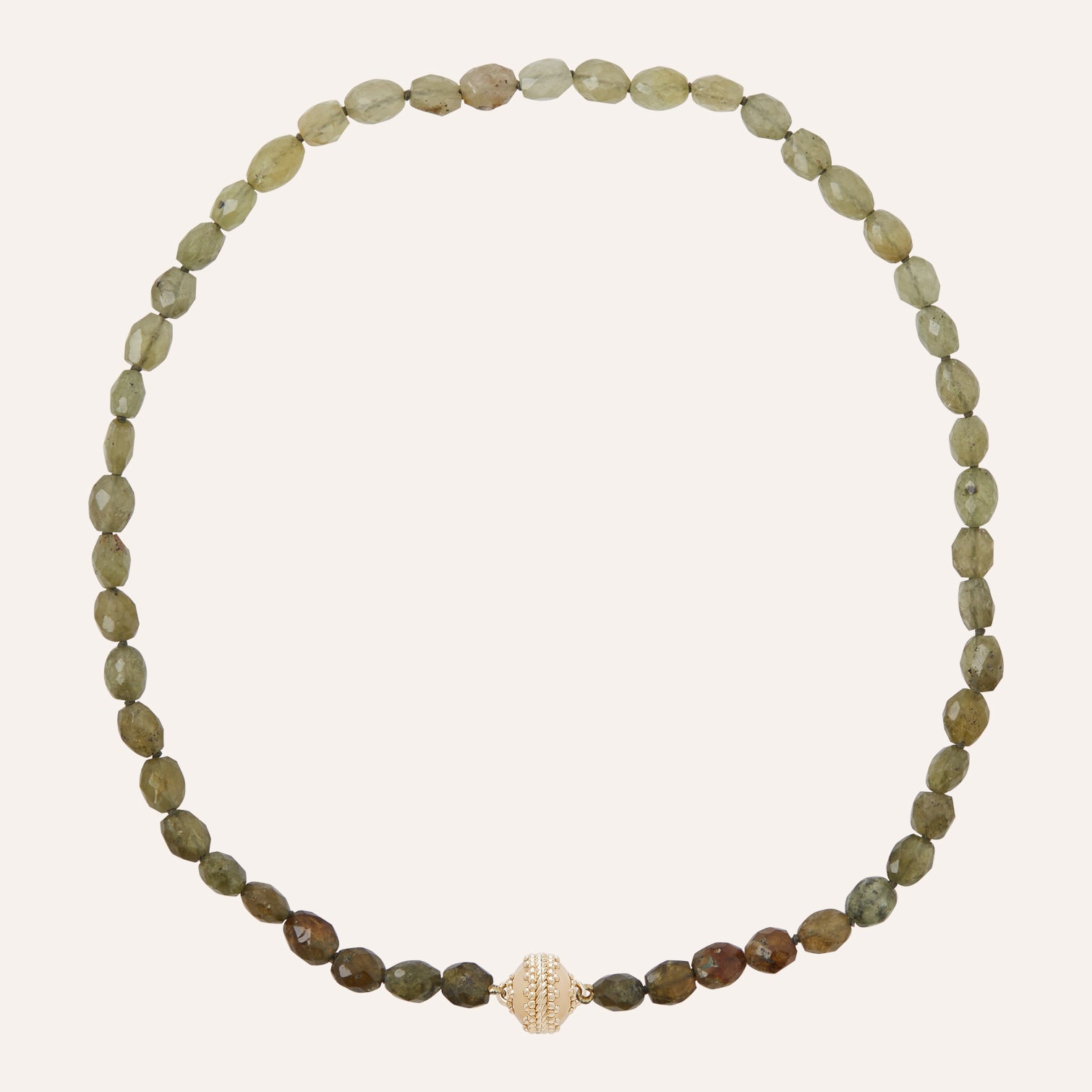 Green Garnet Faceted Dark Ombre Oval Mini Necklace