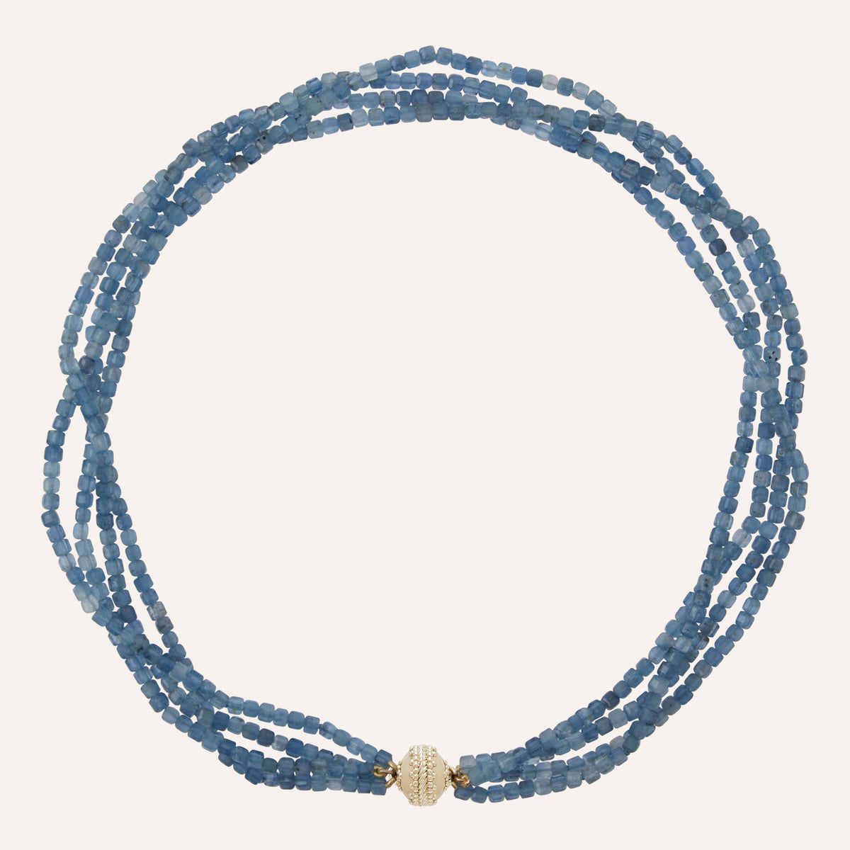 Blue Aquamarine Faceted Small Cube Multi-Strand Mini Necklace