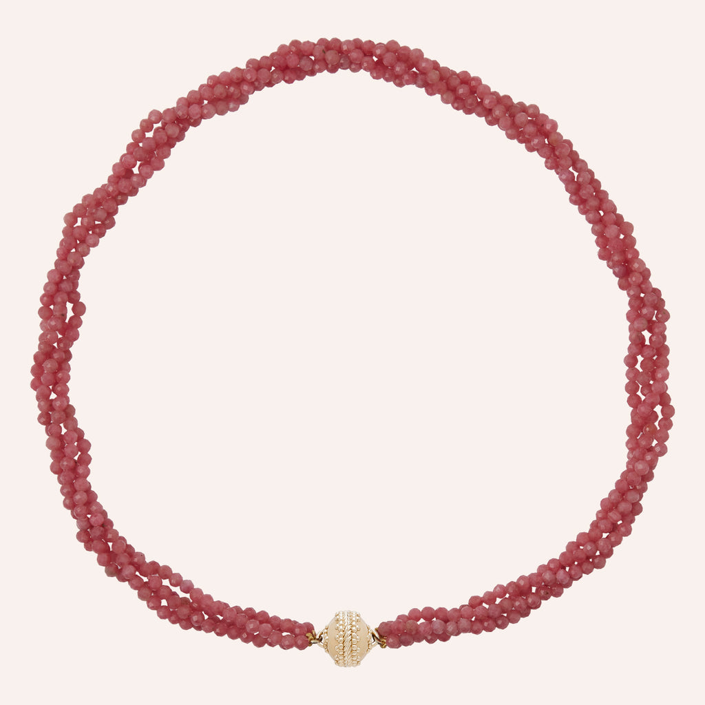 Michel 3mm Pink Rhodochrosite Multi-Strand Mini Necklace