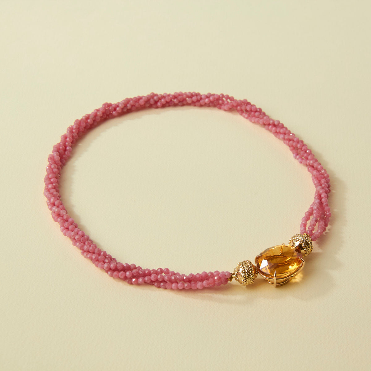 Michel 3mm Pink Rhodochrosite Multi-Strand Mini Necklace