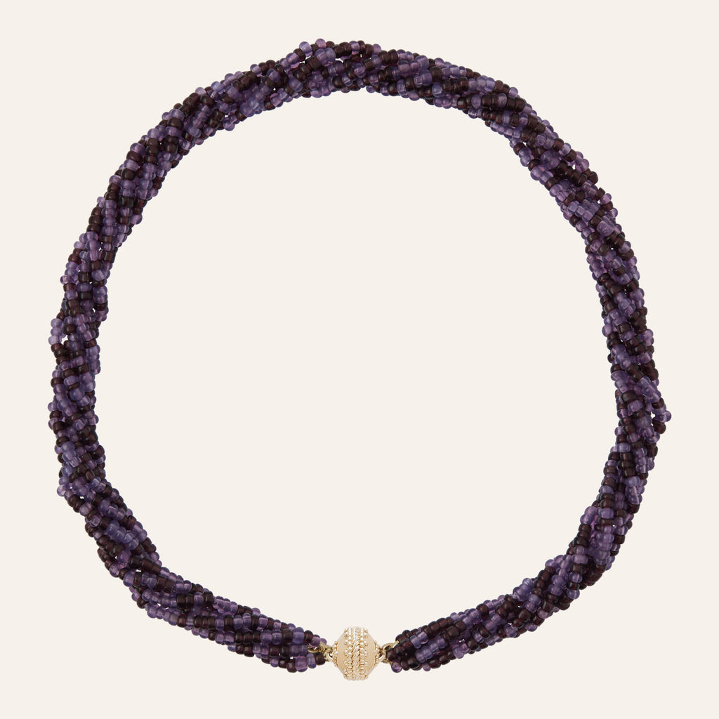 Purple Ombre Ivory Coast Glass Multi-Strand Mini Necklace