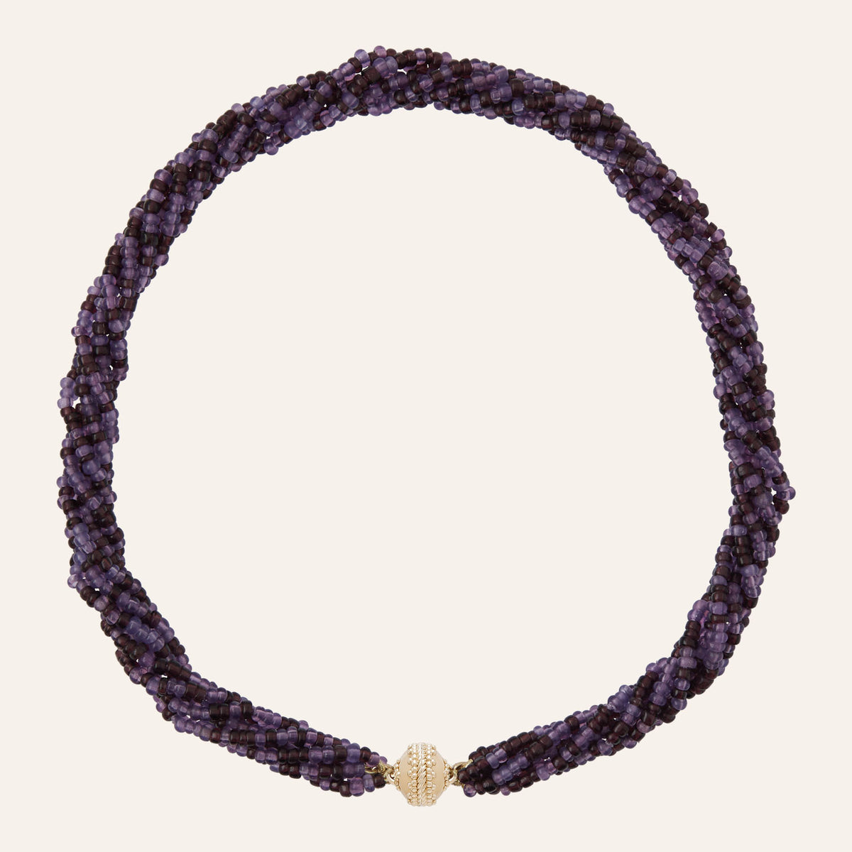 Purple Ombre Ivory Coast Glass Multi-Strand Mini Necklace