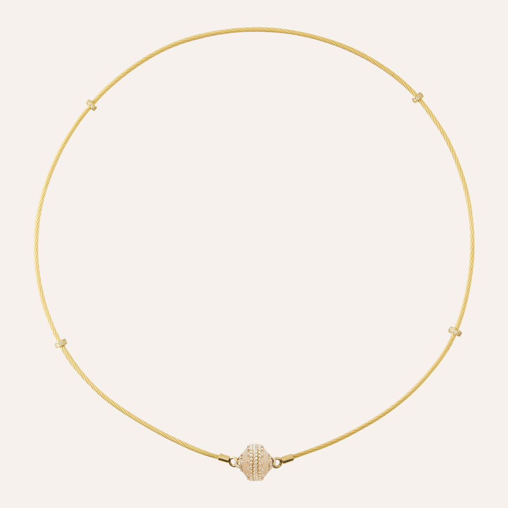 18K Aspen Mini Necklace with Yellow Gold and Diamond Stations