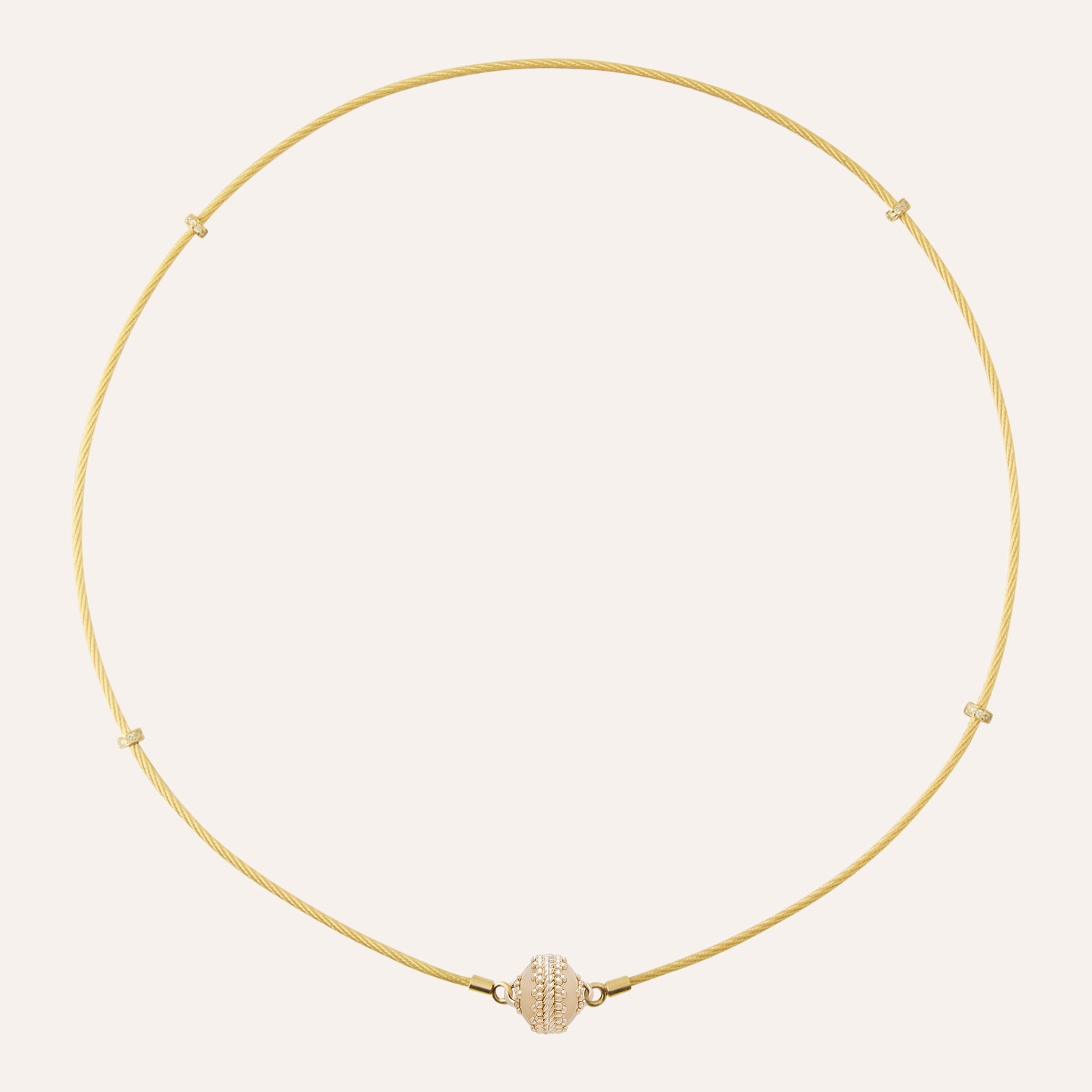 18K Aspen Mini Necklace with Yellow Gold and Diamond Stations