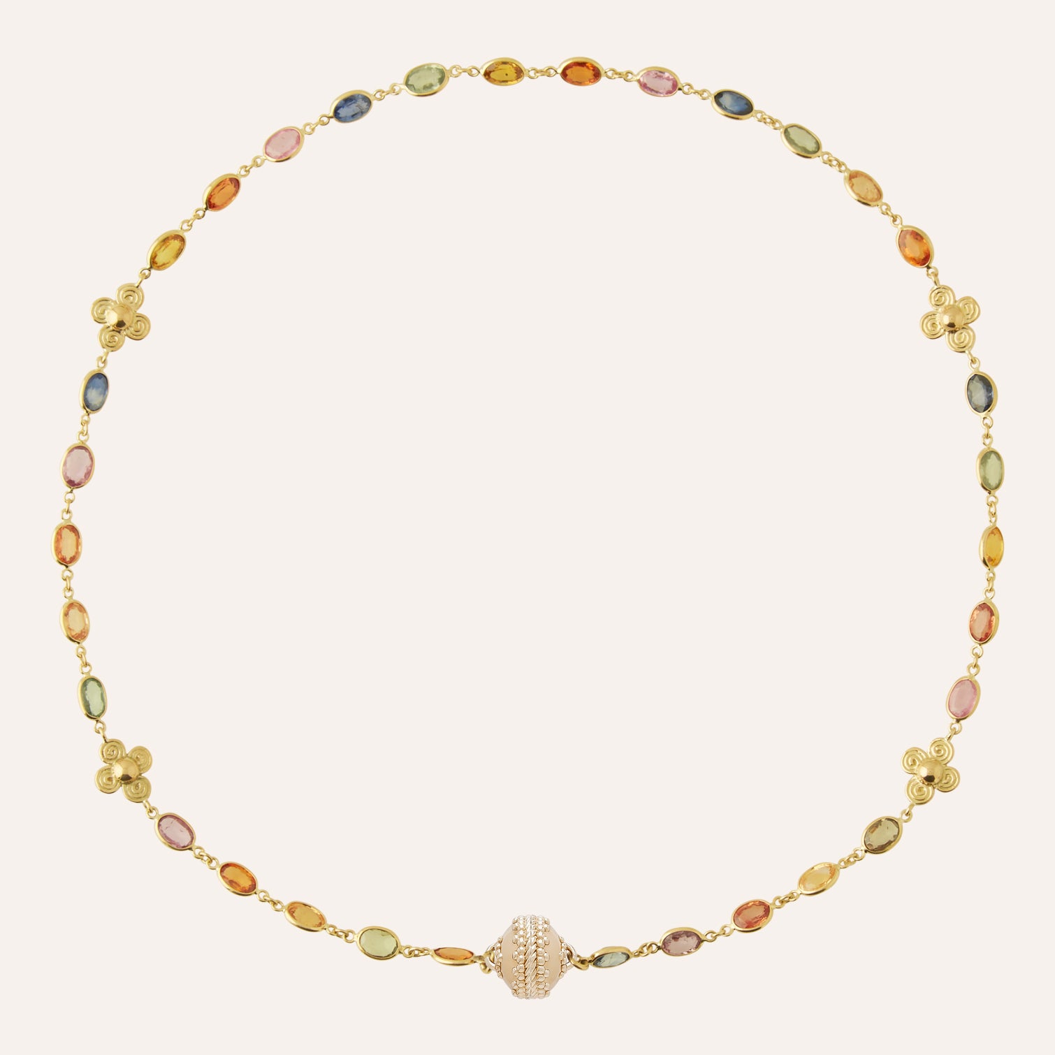 Multicolor Sapphire Petal Station 18K Mini Necklace