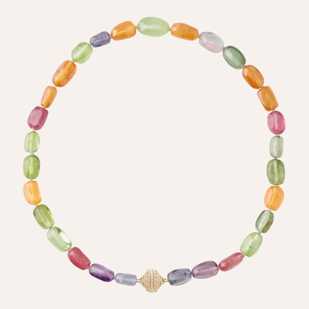 18K Multi Color Stone Mini Necklace