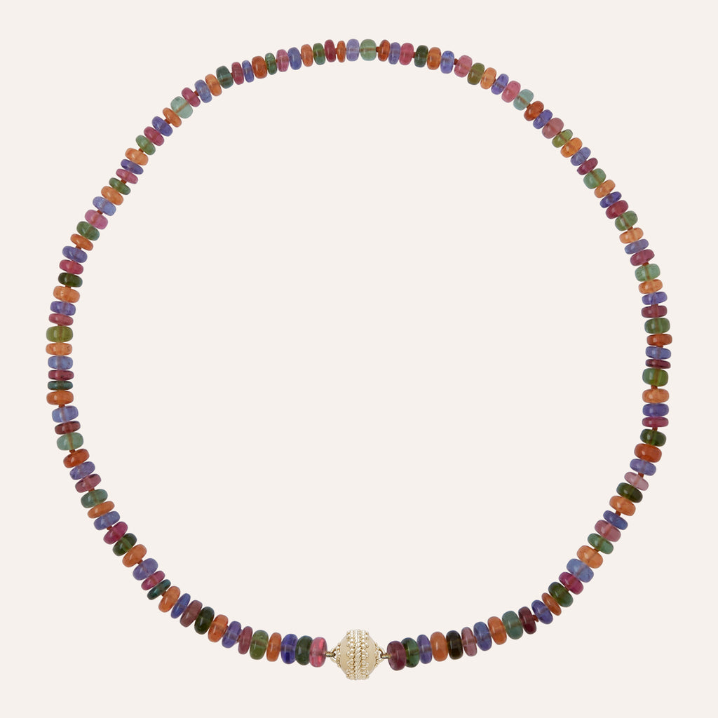 18K Multicolor Tourmaline Rondelle Mini Necklace