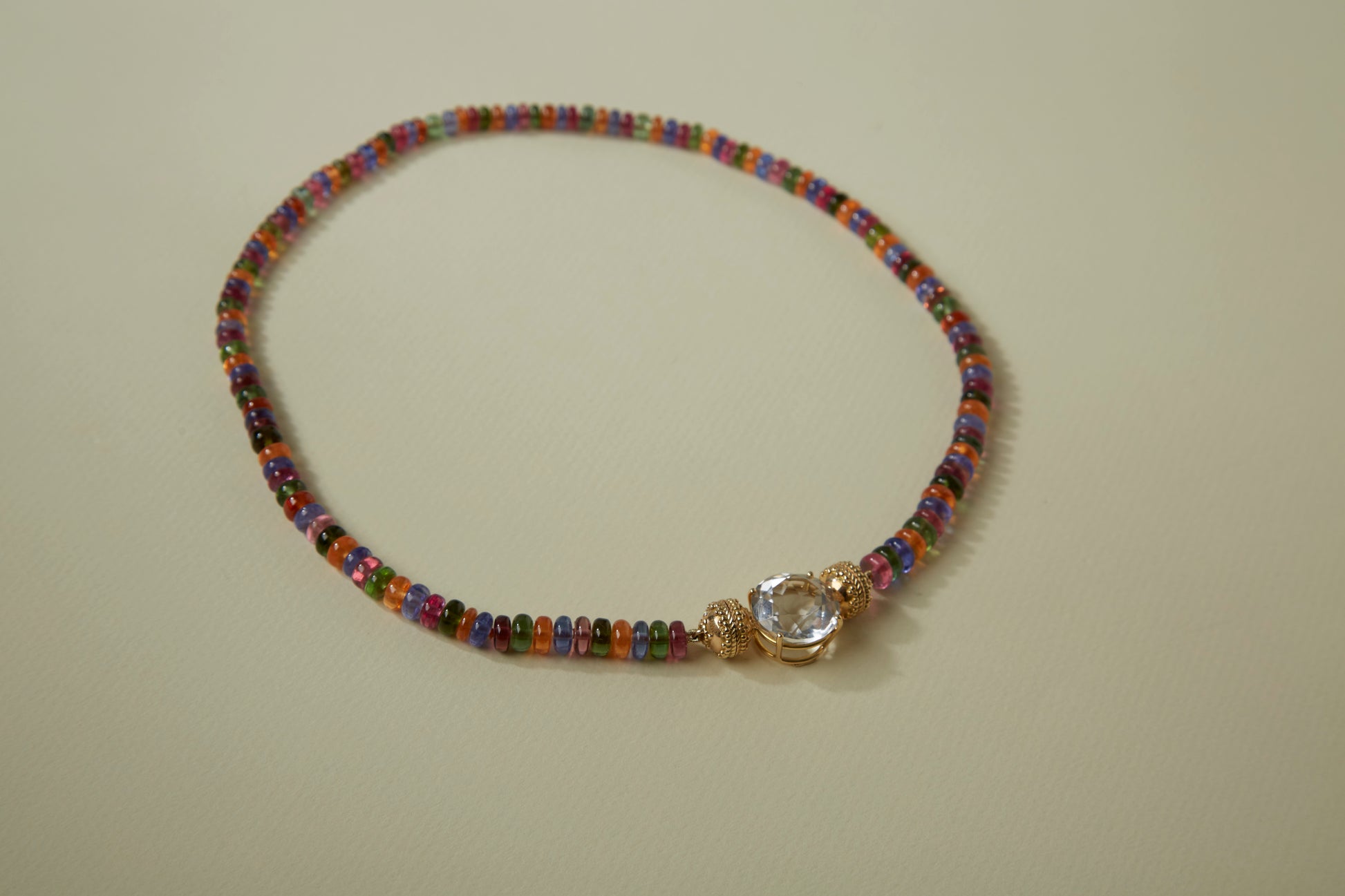 18K Multicolor Multi-Stone Rondelle Mini Necklace