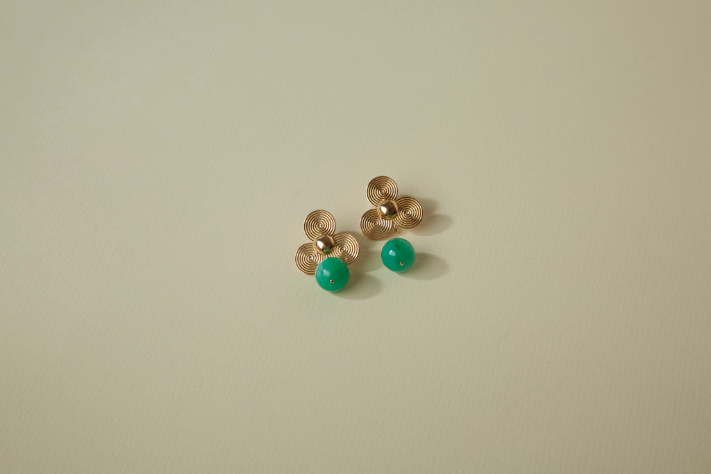 14K Victoire 12mm Green Chrysoprase Drops