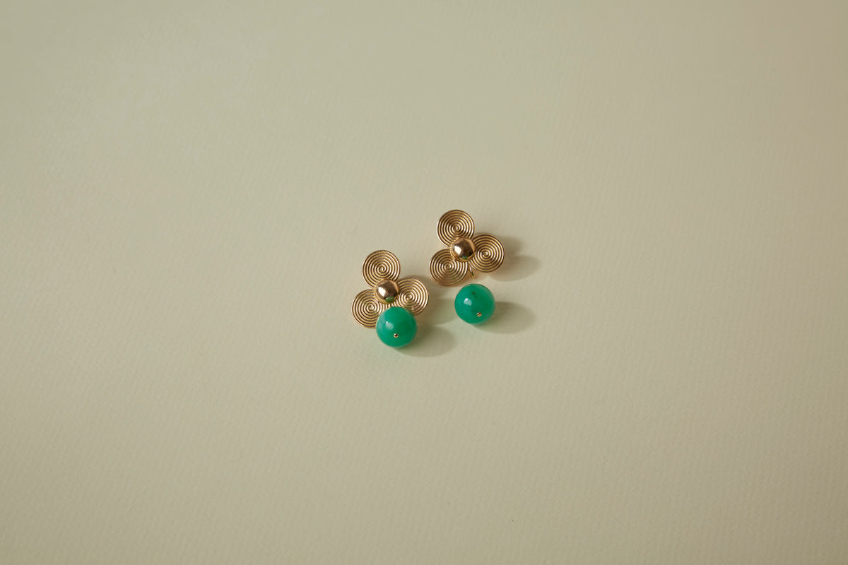 14K Victoire 12mm Green Chrysoprase Drops
