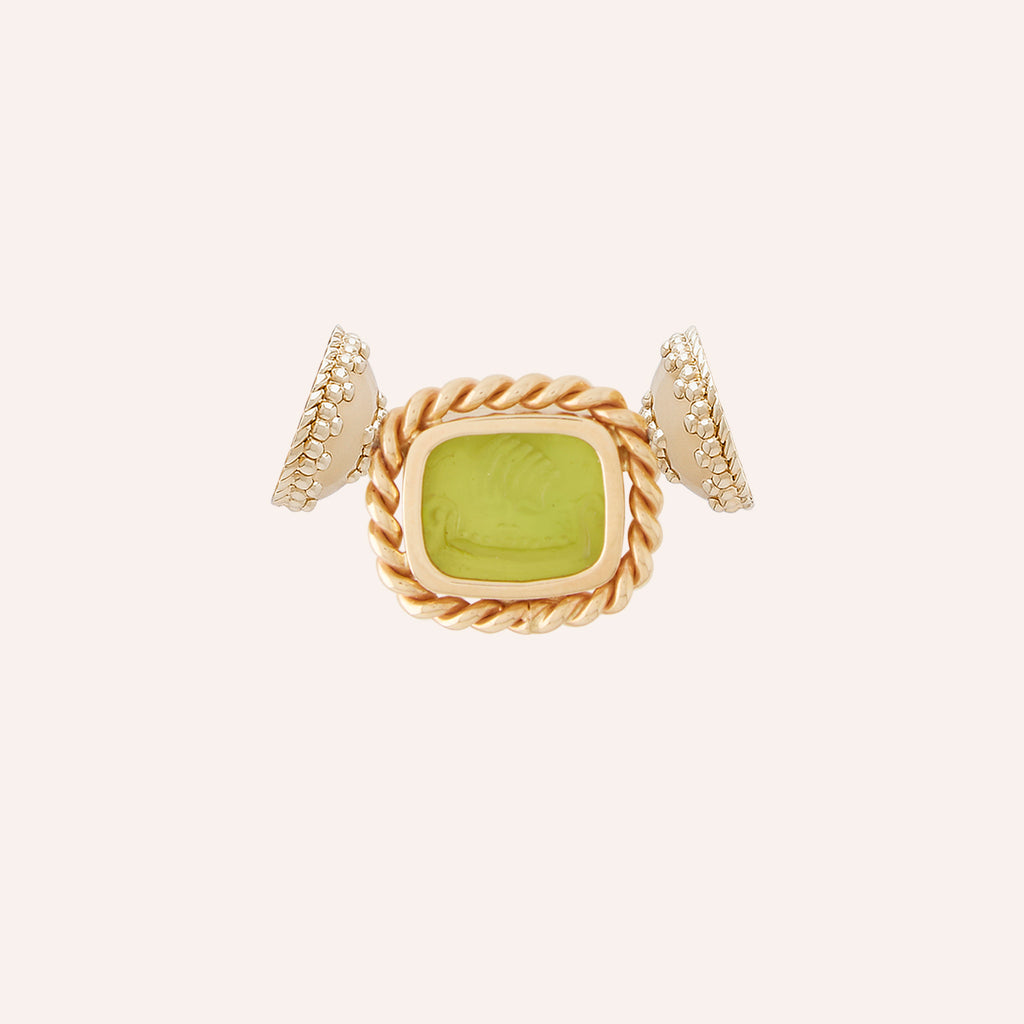 Italian Glass Peridot Sail Boat Mini Centerpiece