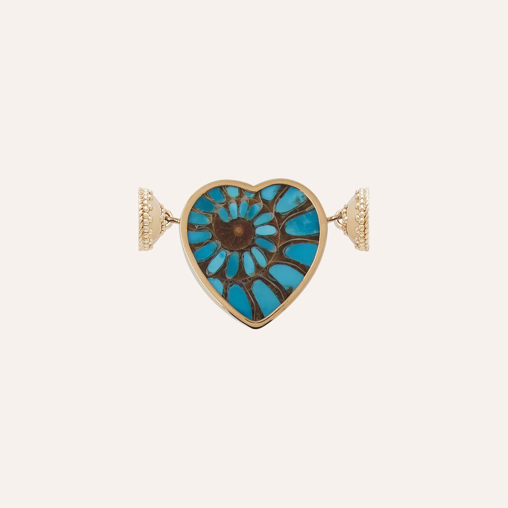 Small Turquoise Ammonite Heart Mini Centerpiece