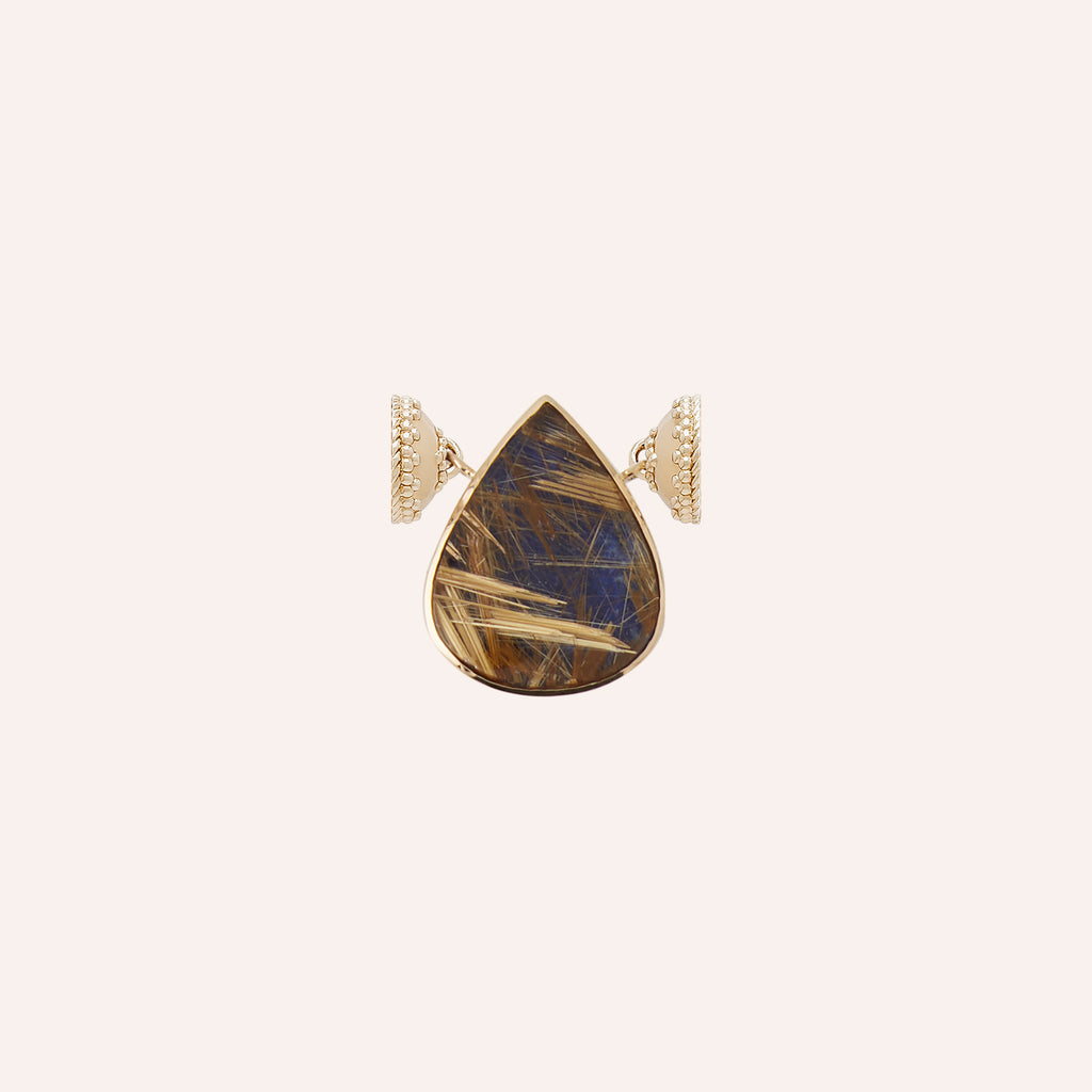 Lapis Backed Rutilated Quartz Teardrop Mini Centerpiece