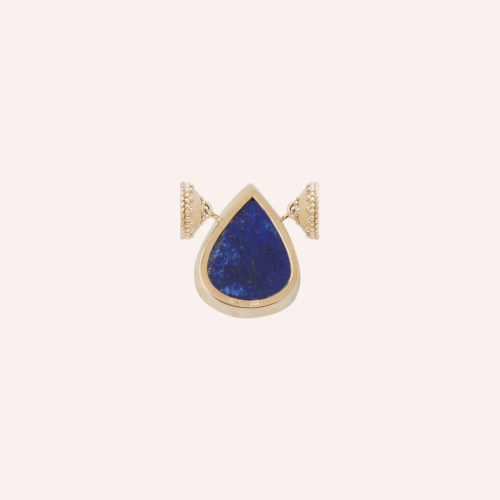 Lapis Backed Rutilated Quartz Teardrop Mini Centerpiece