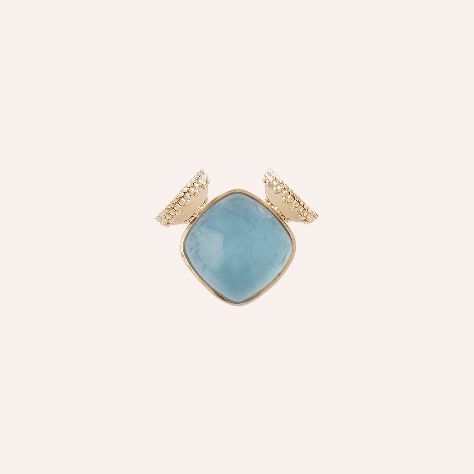 Square Blue Aquamarine Cabochon Mini Centerpiece