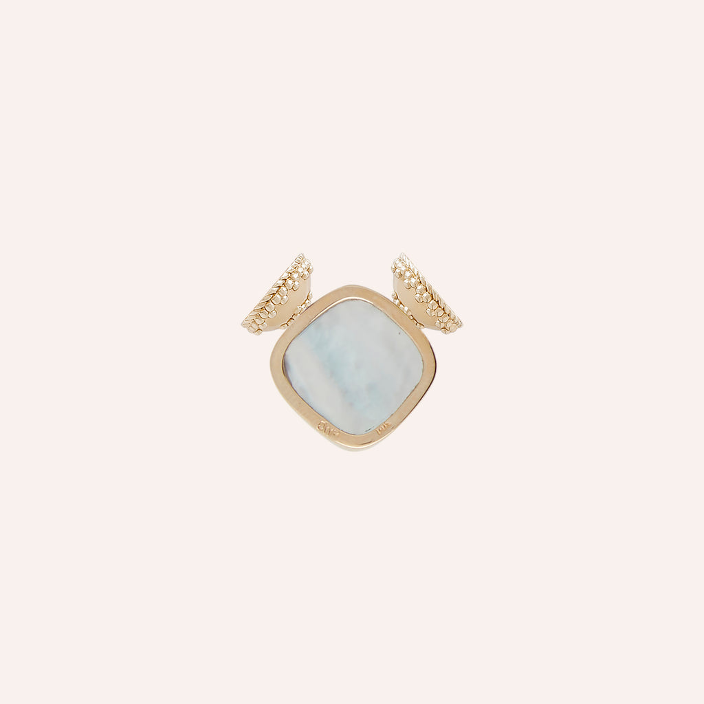 Square Blue Aquamarine Cabochon Mini Centerpiece