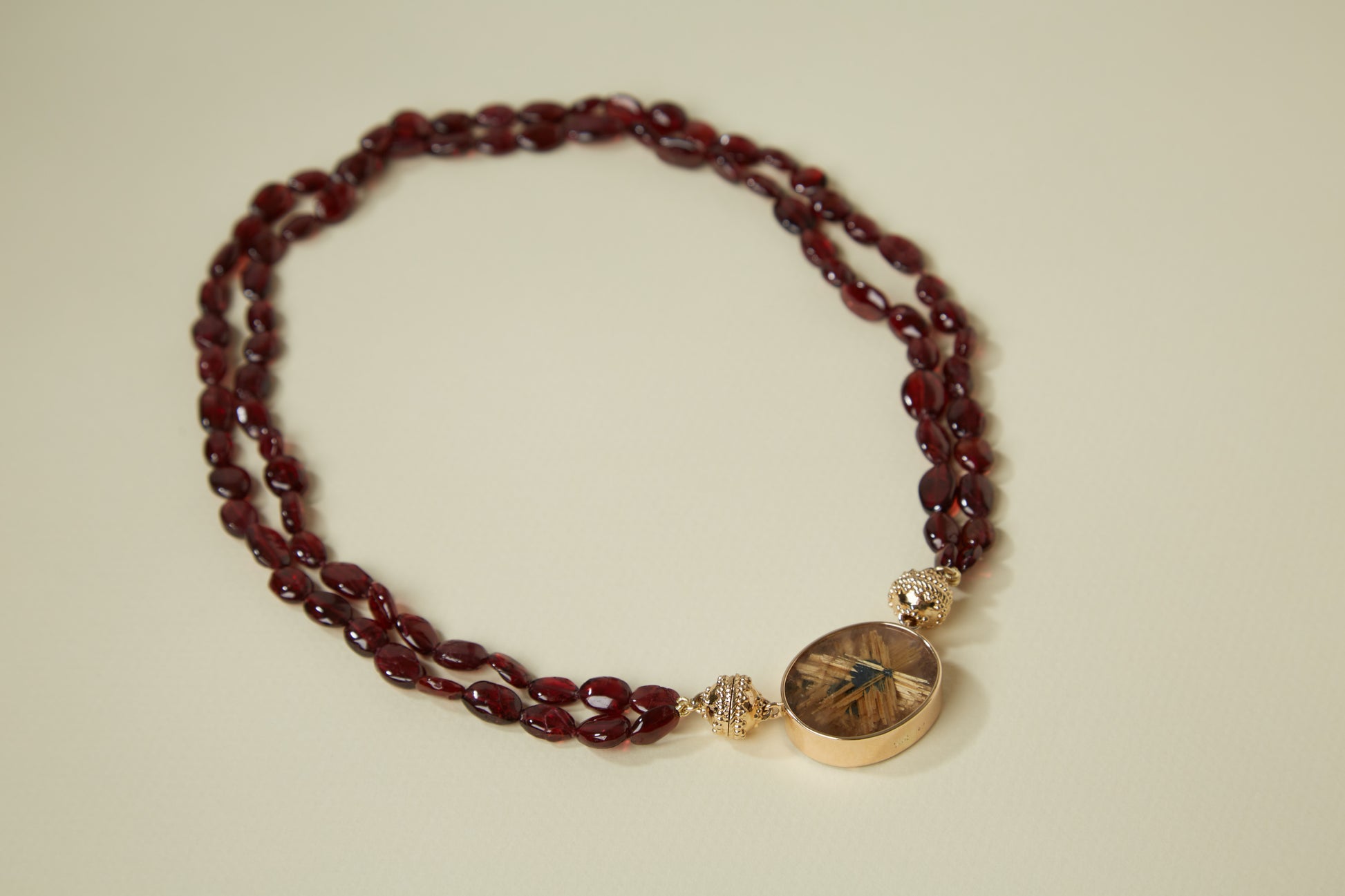 Red Tumbled Garnet Double-Strand Mini Necklace