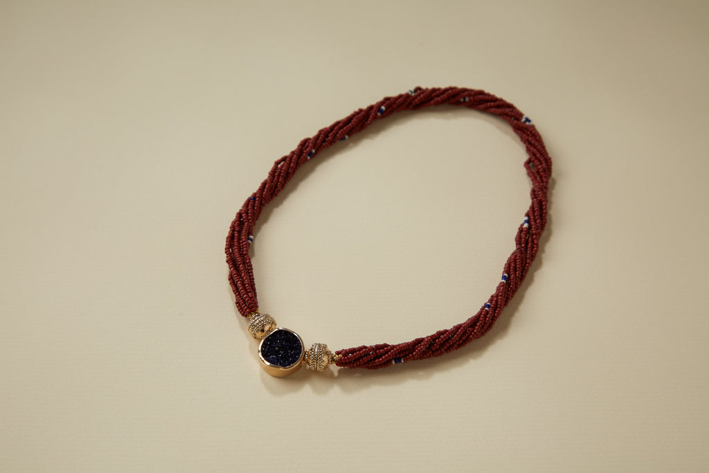 Blue Azurite Druzy Round Mini Centerpiece