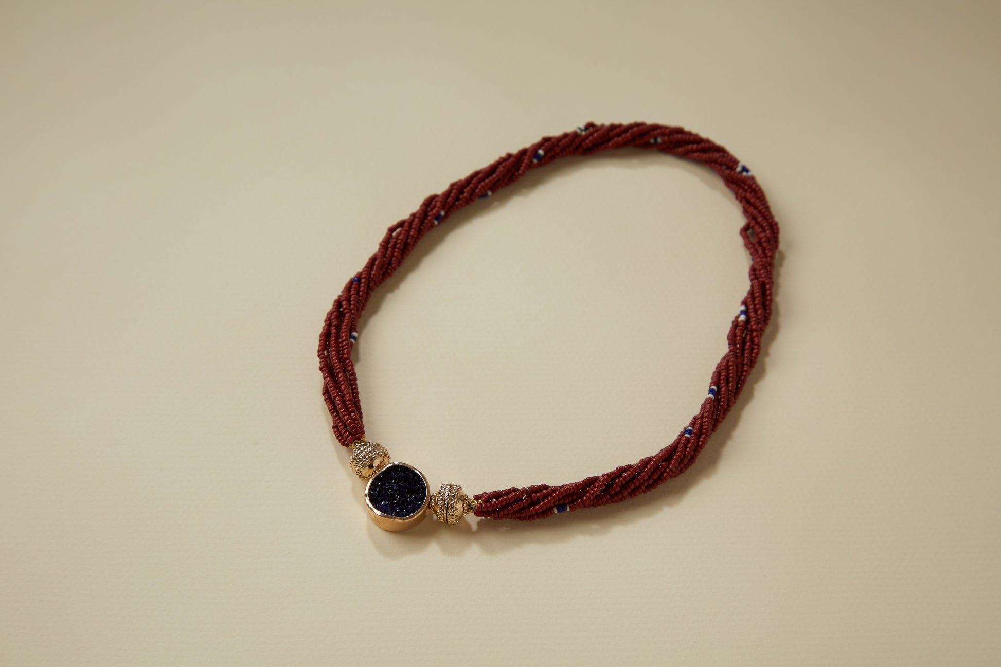 Maroon Ivory Coast Glass Multi-Strand Mini Necklace