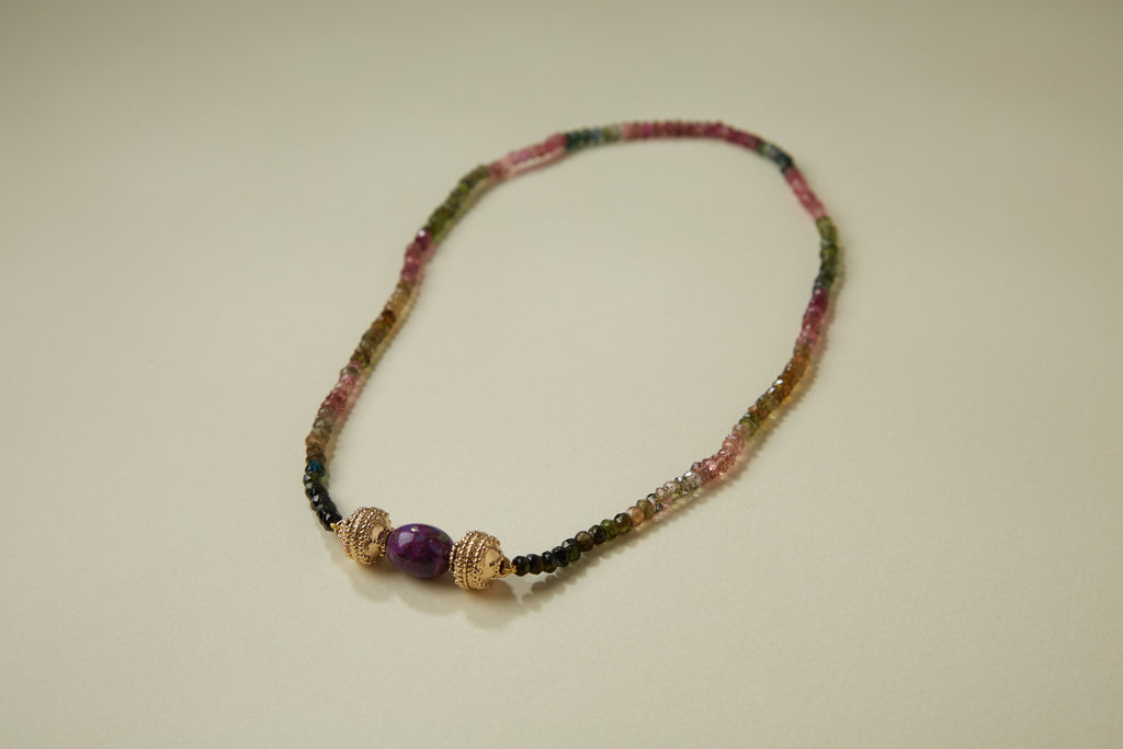 Dark Watermelon Tourmaline Mini Necklace