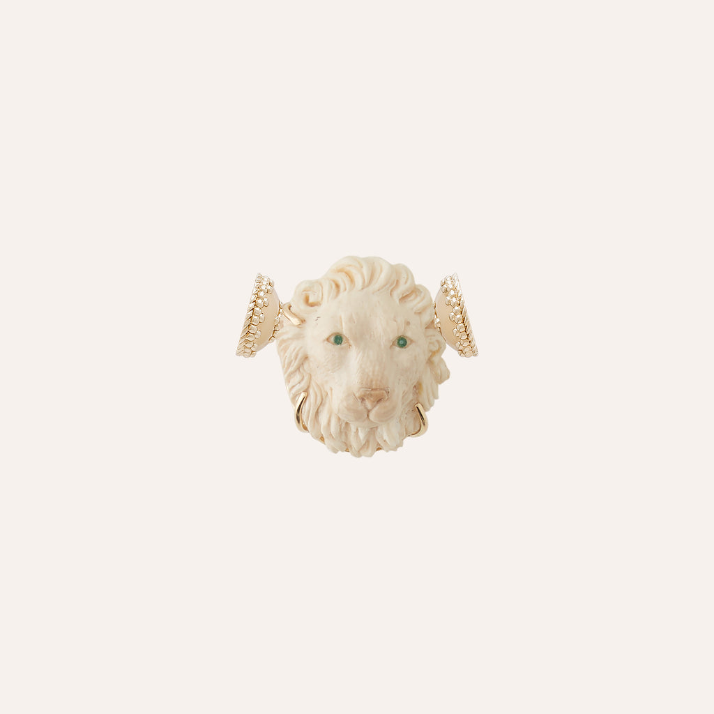 18K Mammoth Tusk Lion Head Mini Centerpiece