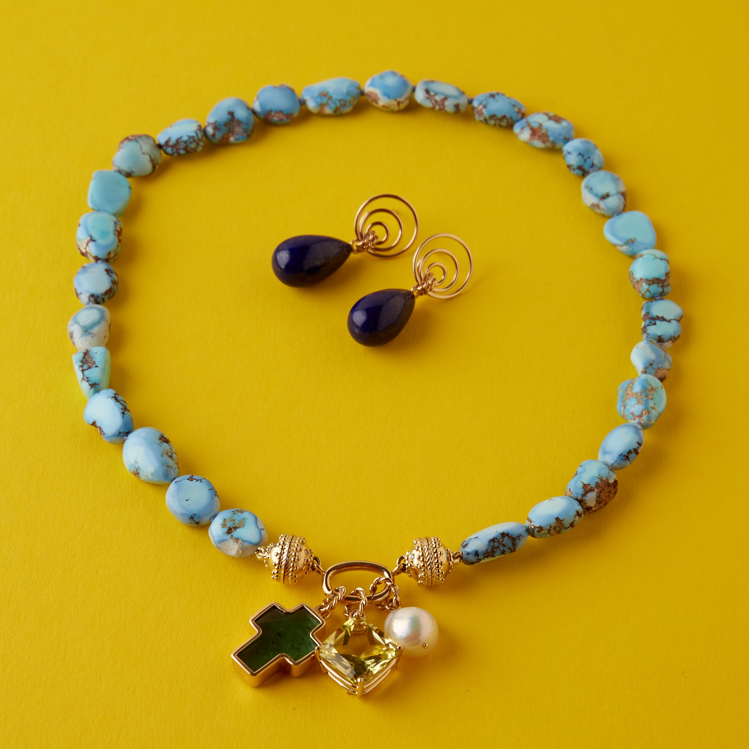14K Blue Lapis Teardrop Earring Drops