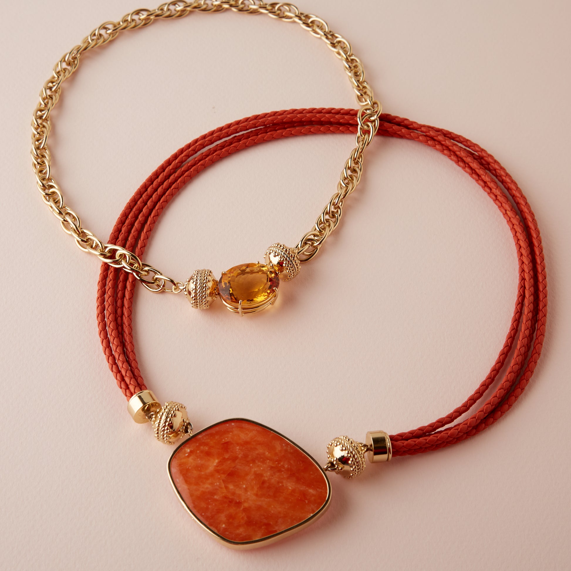 Large Irregular Orange Calcite Flat Centerpiece