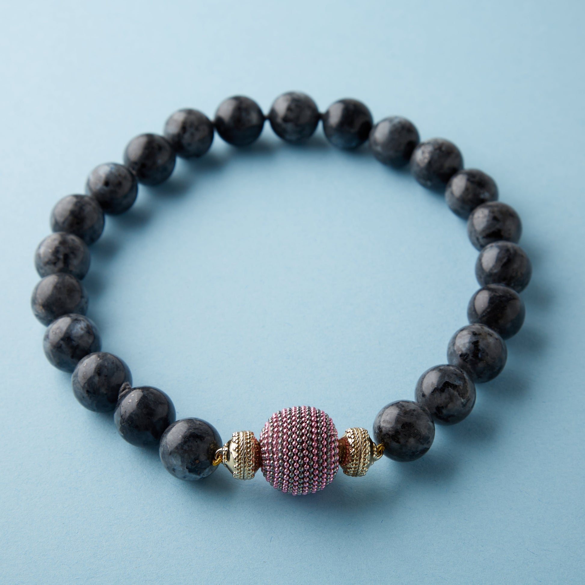 Caviar 25mm Mauve Silver Glass Bead Centerpiece