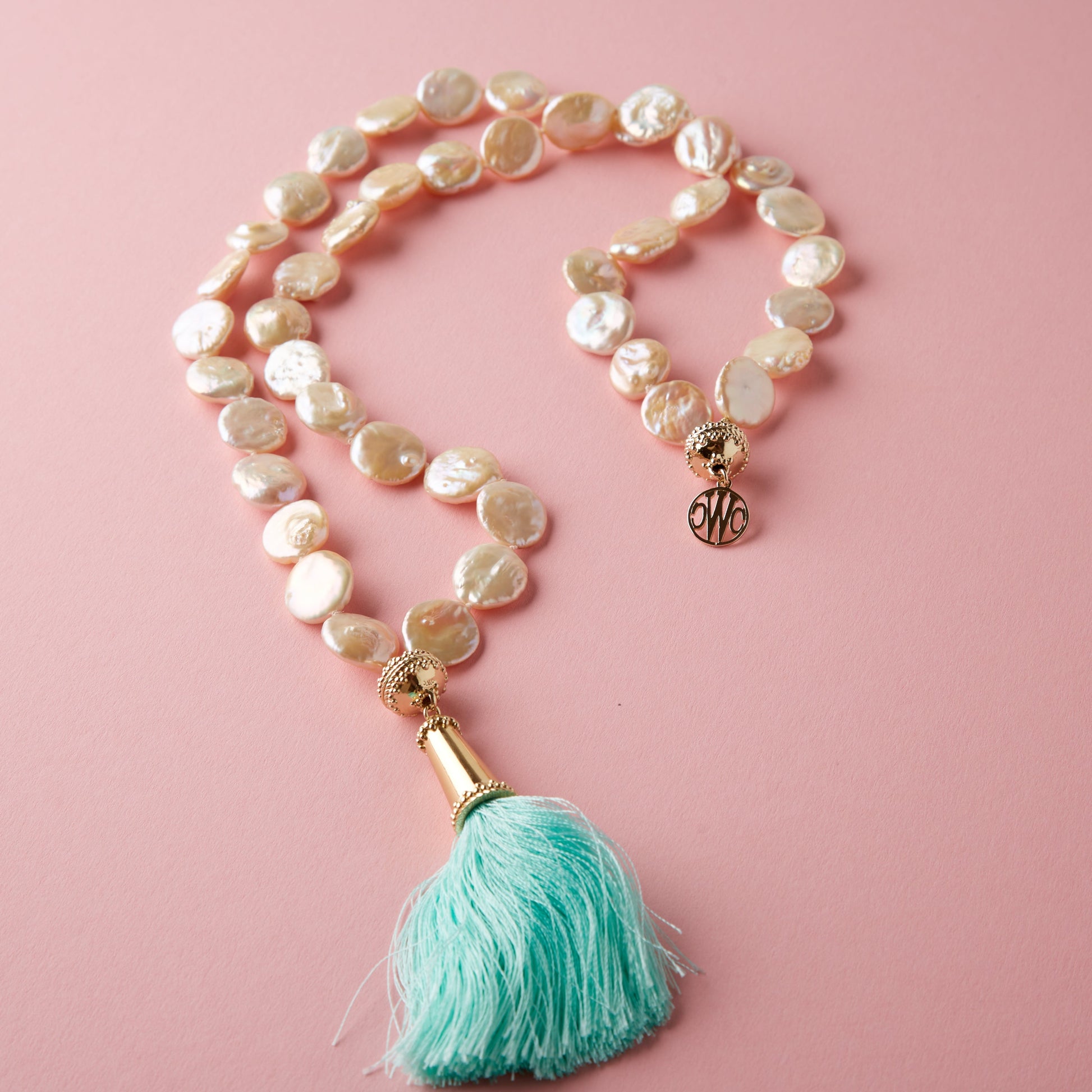 Freshwater Peach Coin Pearl Double-Strand Necklace
