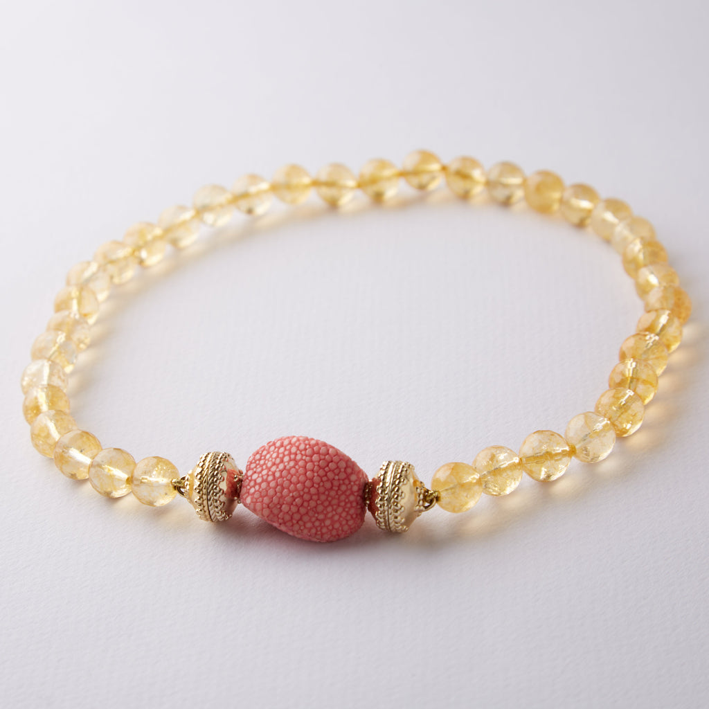 Victoire 10mm Round Faceted Citrine Necklace