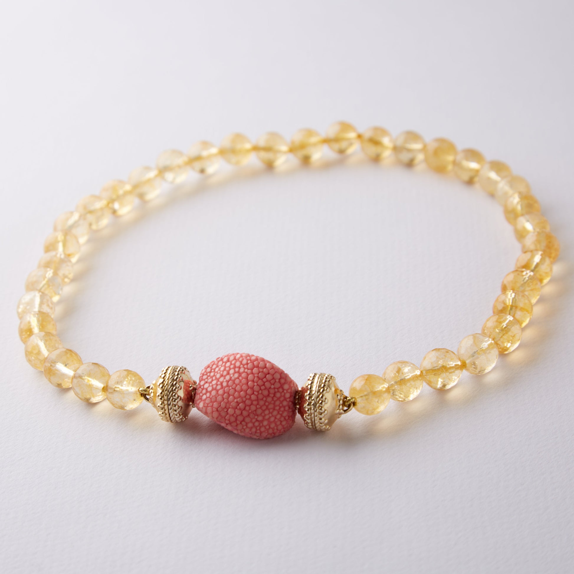Victoire 10mm Round Faceted Citrine Necklace