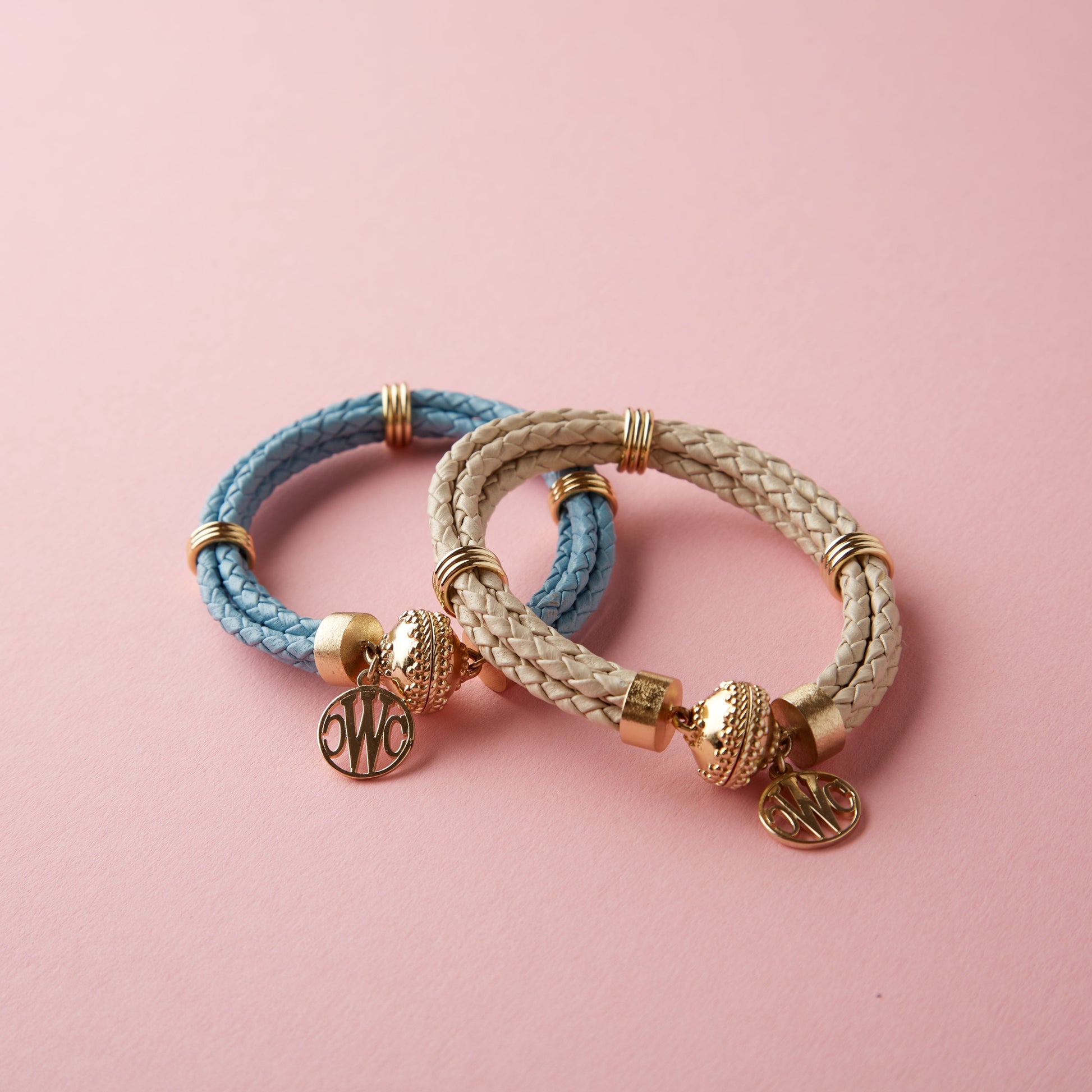 Aspen Braided Leather Sky Blue Bracelet