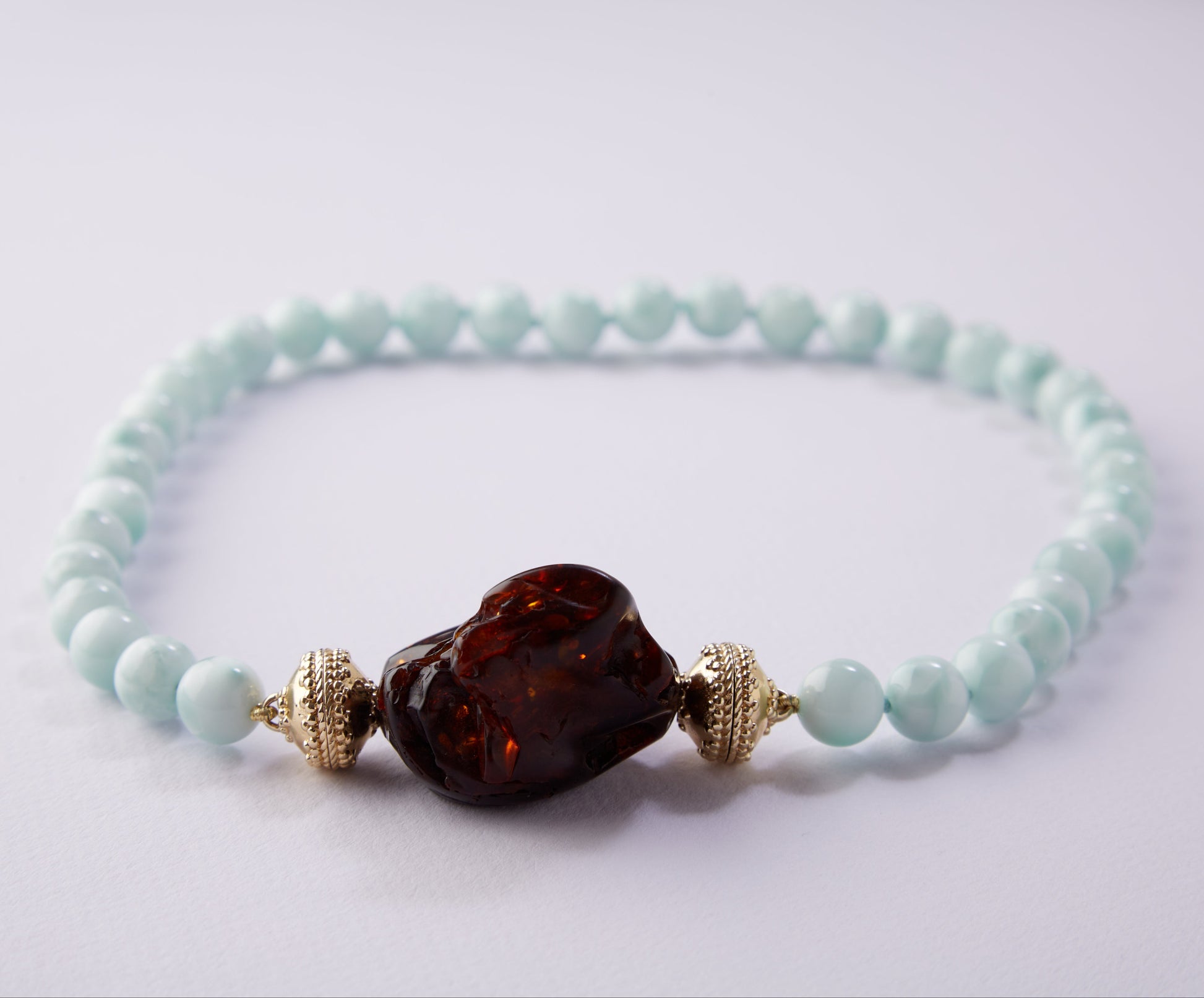 Victoire 10mm Green Angelite Necklace