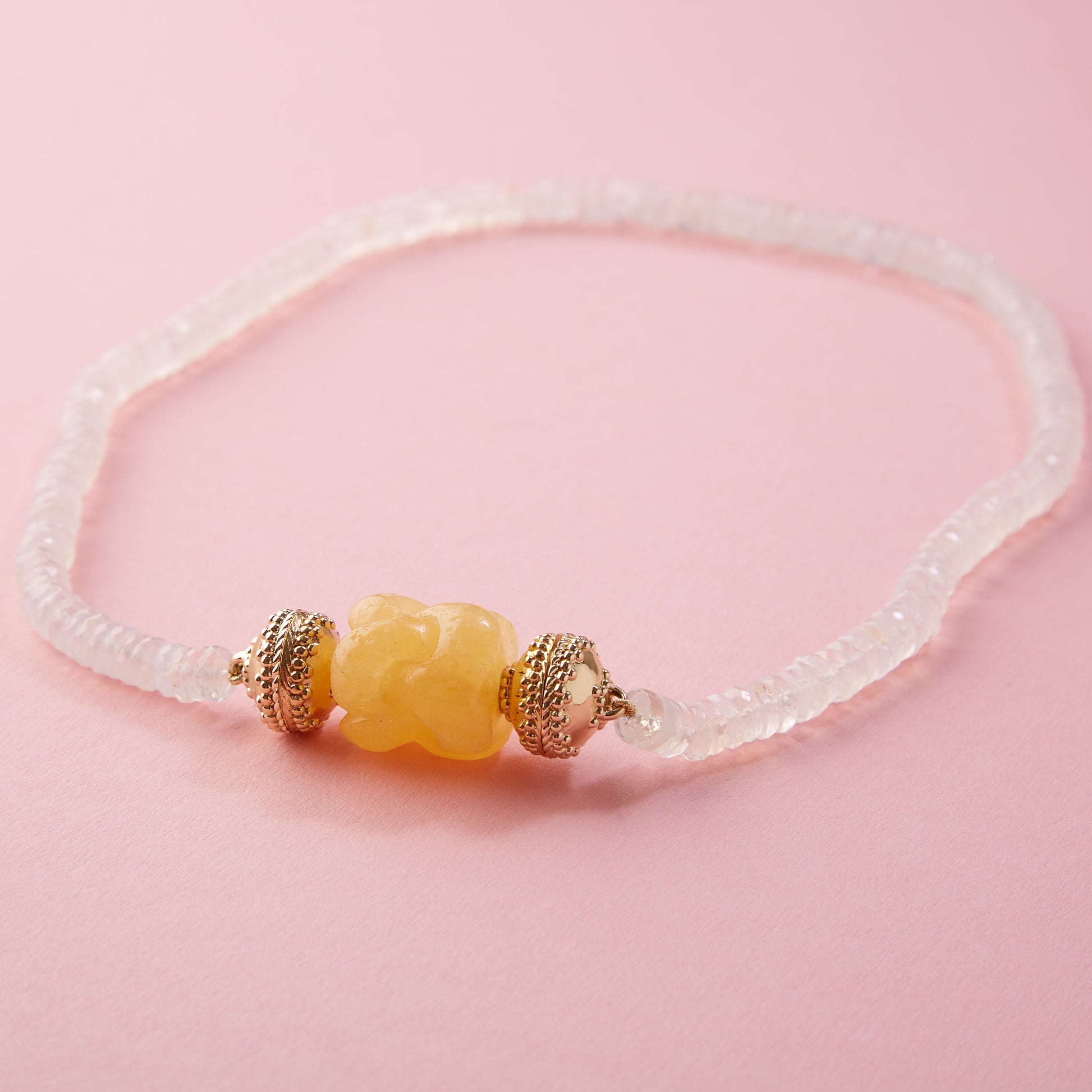Iridescent Rainbow Moonstone 6mm Rondelle Necklace