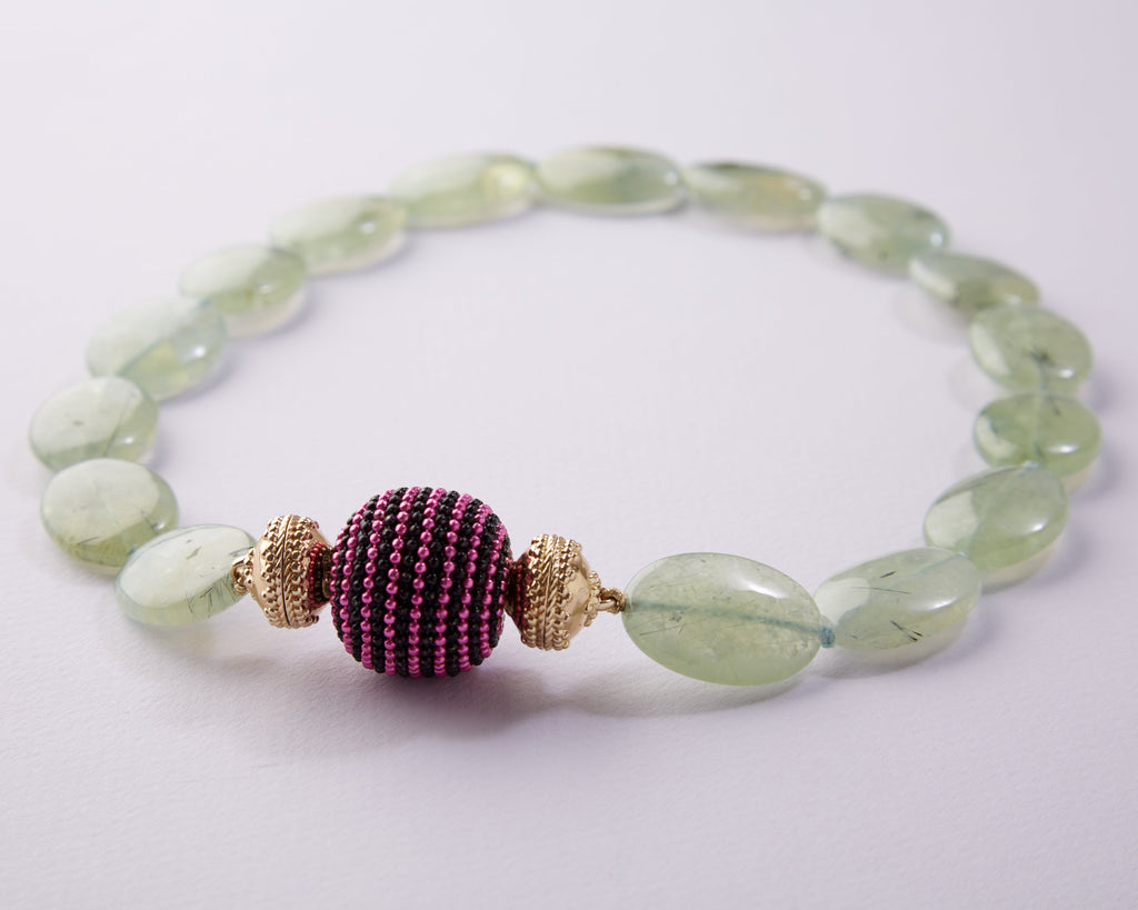 Helen Prehnite Flat Oval Tumbled Necklace