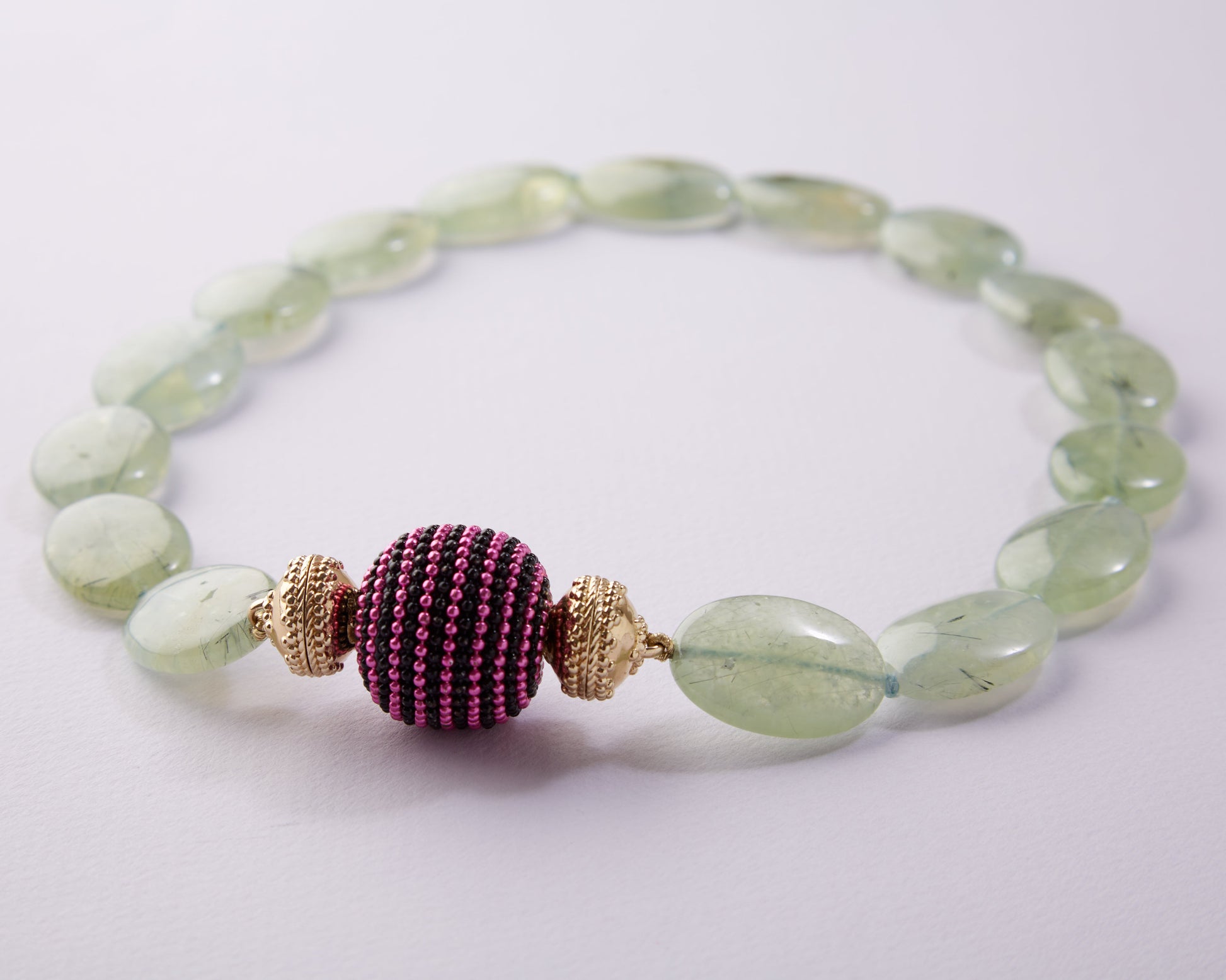 Helen Prehnite Flat Oval Tumbled Necklace