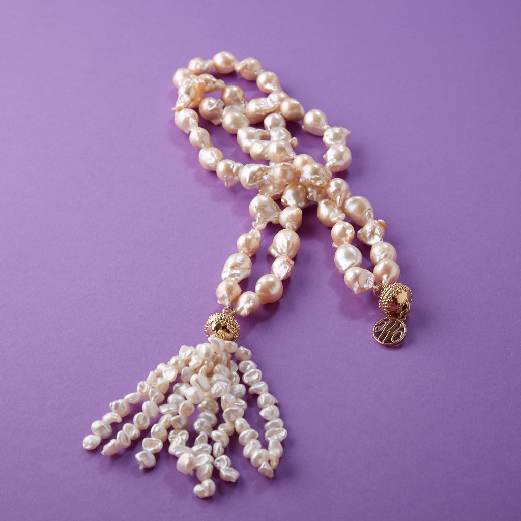 Peach Baroque Pearl Double-Strand Necklace