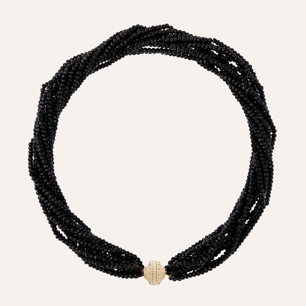 Michel Black Spinel Multi-Strand Necklace