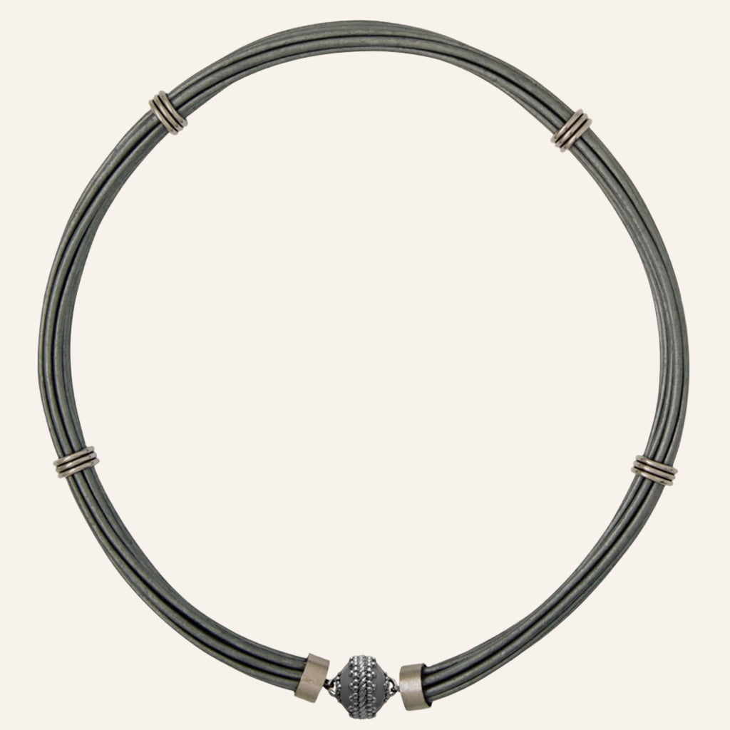 Aspen Leather Pewter Gunmetal Necklace