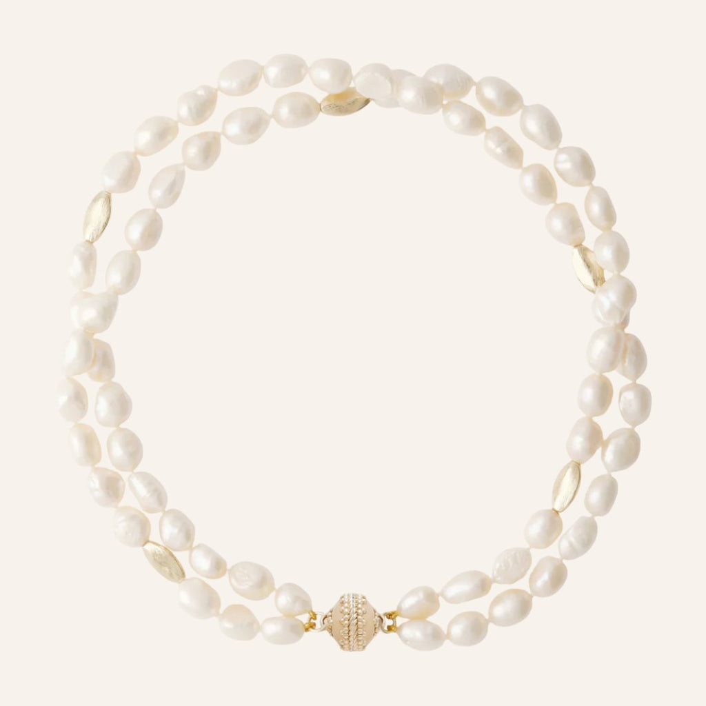 Gold Rush Pearl Double Strand Necklace