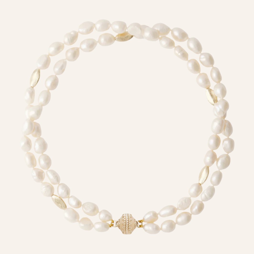 Gold Rush Pearl Double Strand Necklace