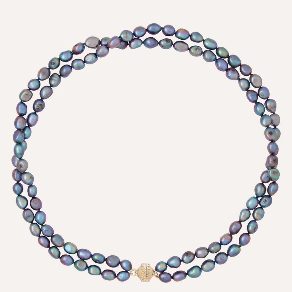 Irregular Peacock Pearl Double Strand Necklace