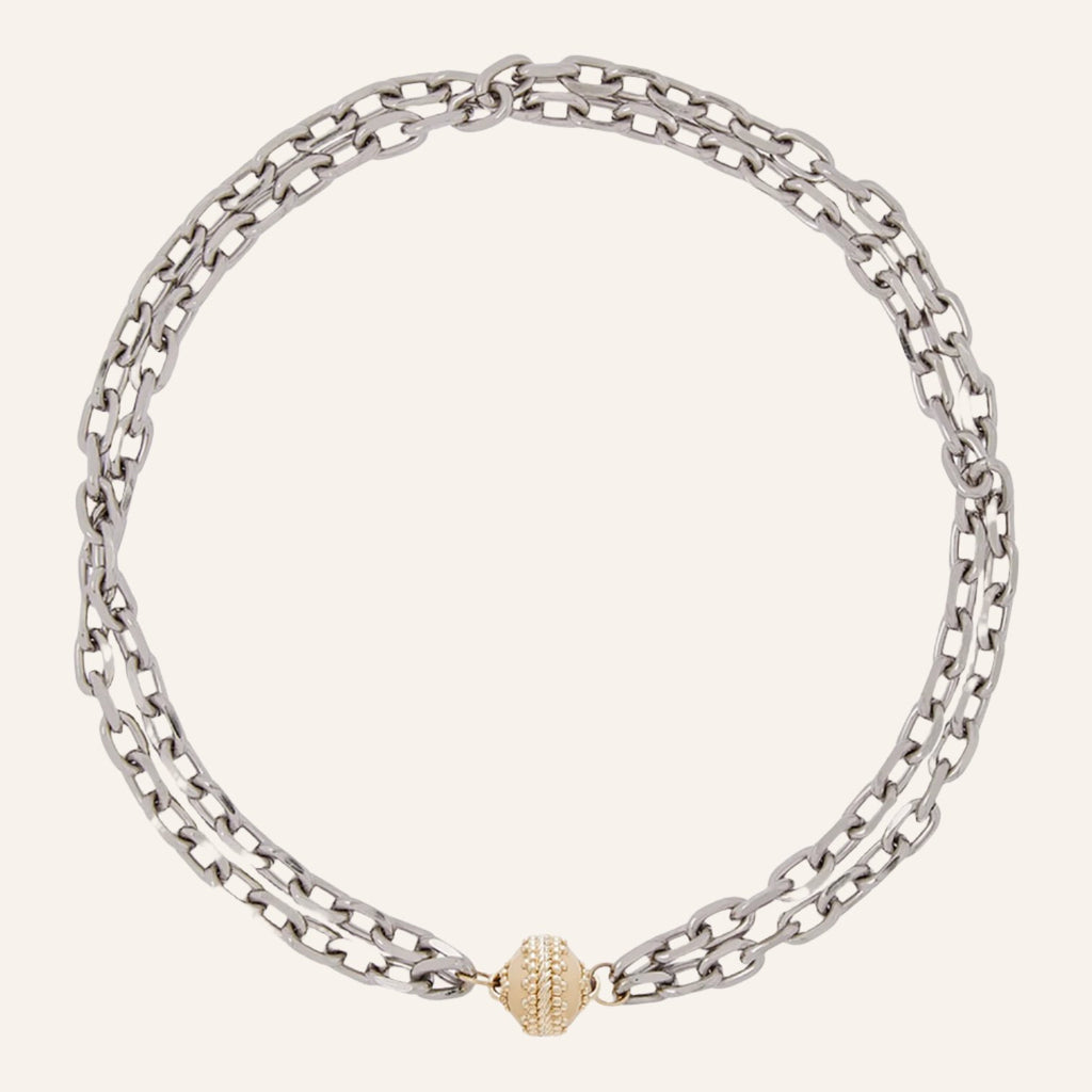 Sheridan Double Strand Rhodium Necklace