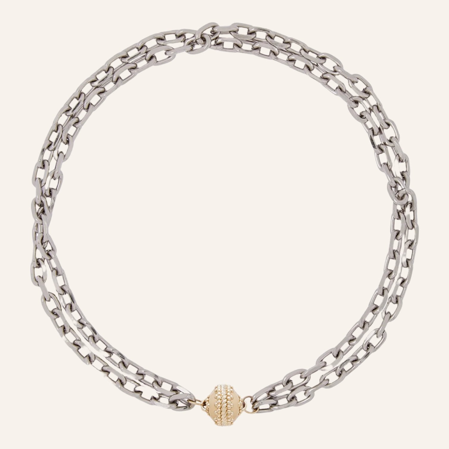 Sheridan Double Strand Rhodium Necklace