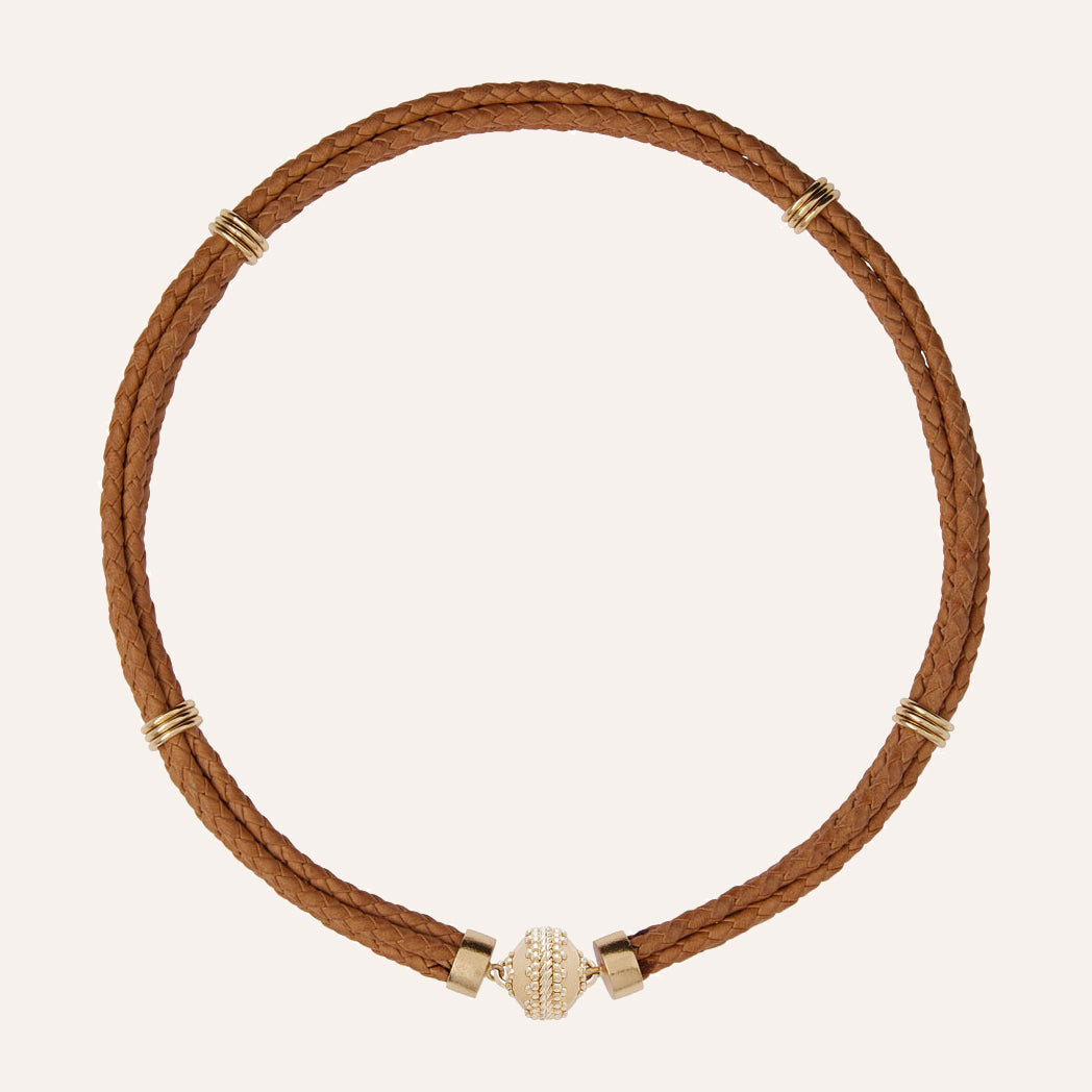 Aspen Braided Leather Tan Necklace