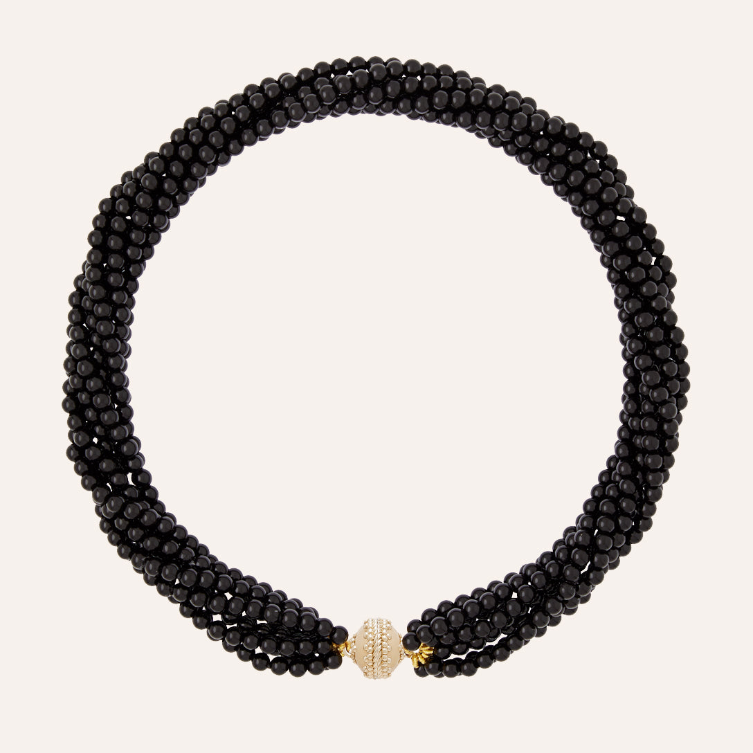 Victoire Black Agate 4mm Multi-Strand Necklace