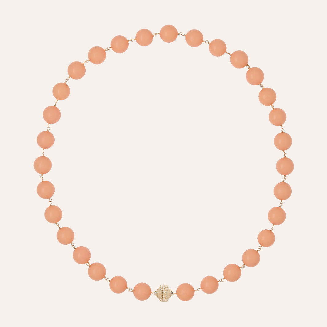 Caspian Victoire Reconstituted Peach Coral 16mm Necklace