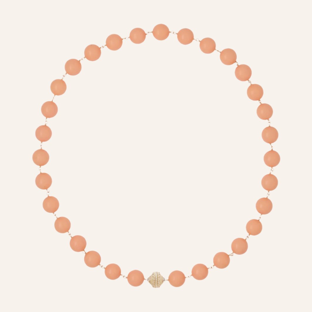 Caspian Victoire Reconstituted Peach Coral 16mm Necklace